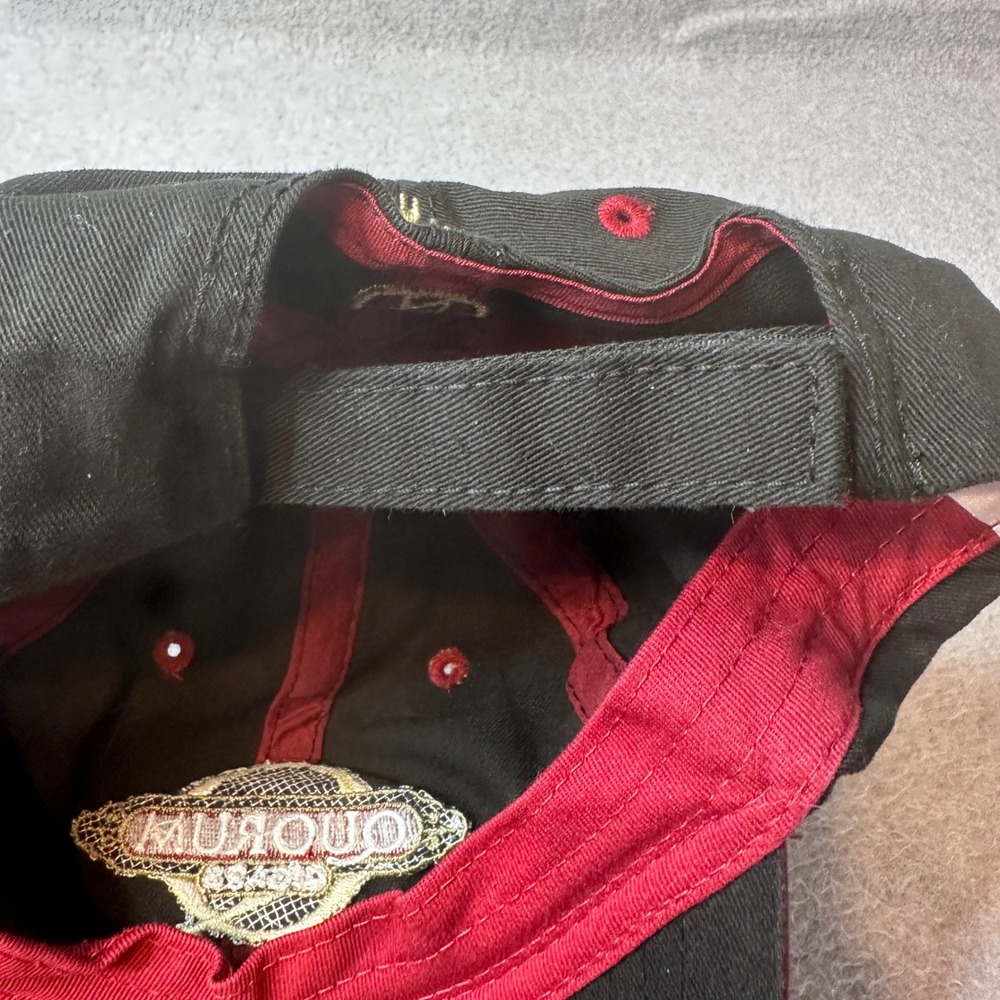 Quorum Cigars Hat Mens OSFM Black Baseball Cap Hook Loop Strap Embroidered Logo - Picture 5 of 7